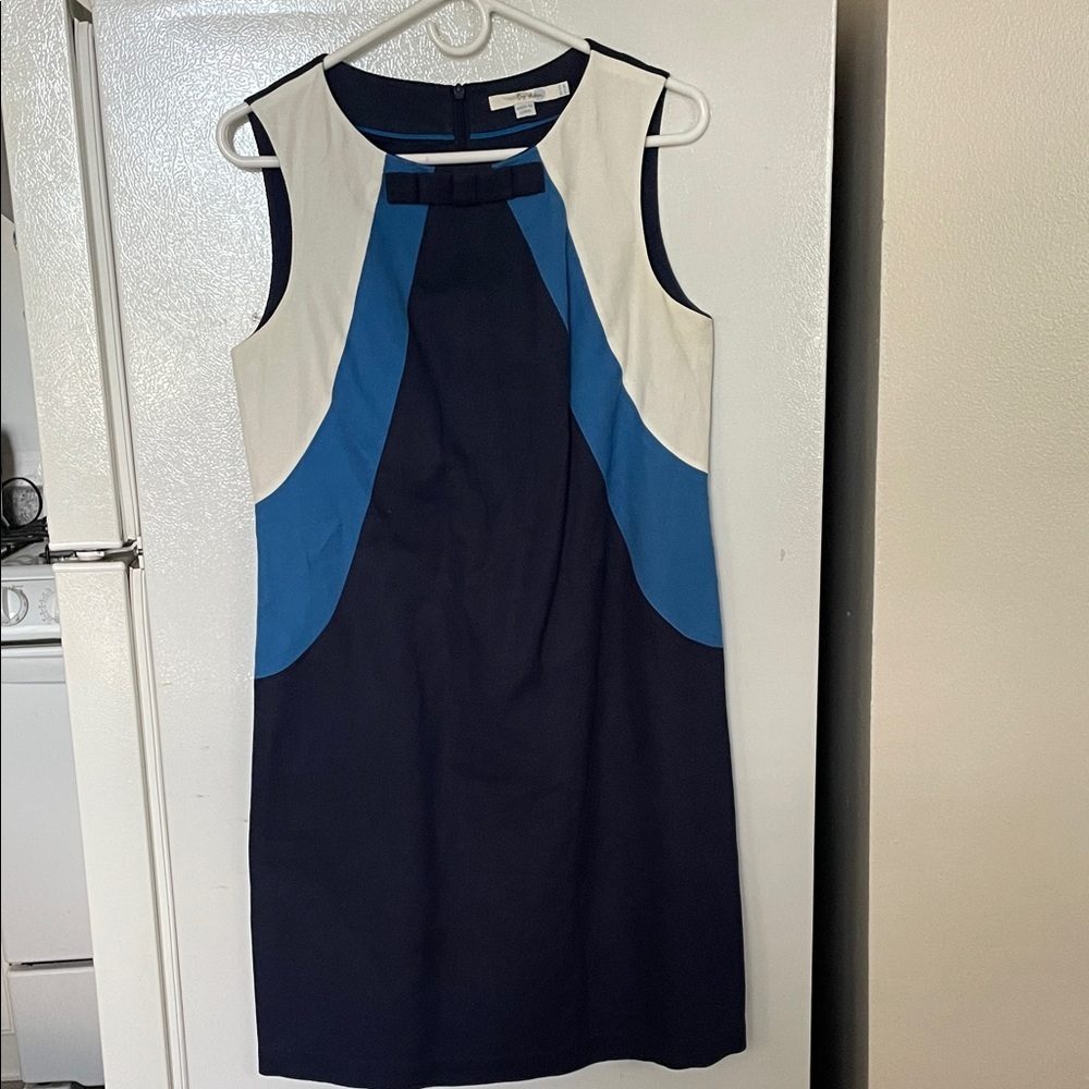 Boden Size 8 Navy and‎ Blue Colorblock Cotton Linen Lined Dress